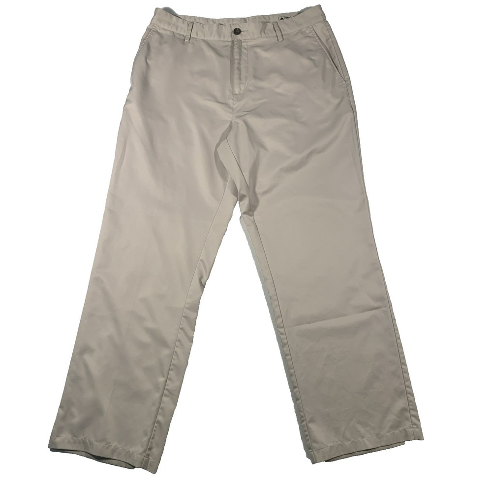Adidas ClimaLite Golf Pants Men's 35 x 32 Beige Flat Front Regular Straight Leg